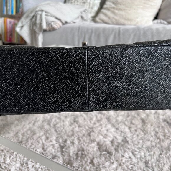 Authentic Chanel Classic Caviar Jumbo Flap Bag in SHW - $11,700 Retail - Picture 14 of 16